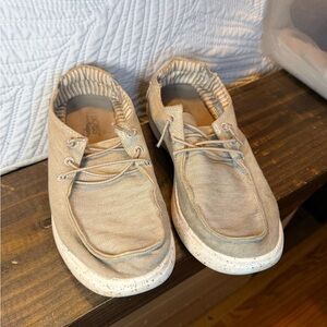 Casual Men's Shoes in Beige Canvas